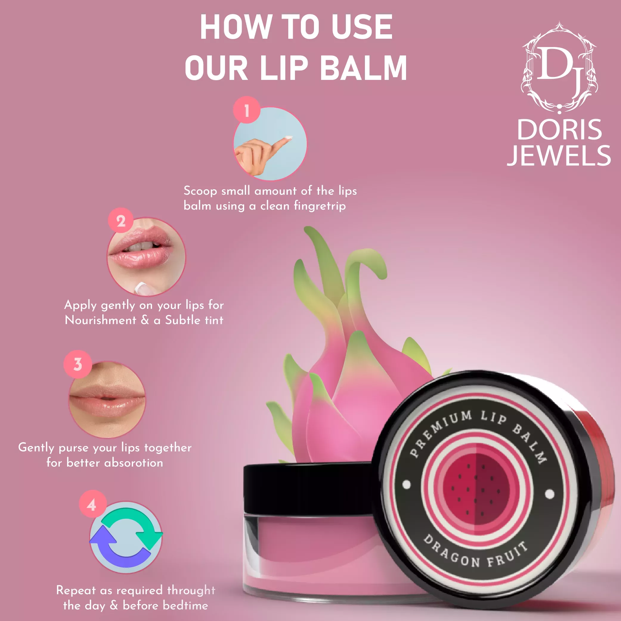 RBV B2B Dragon Fruit Lip Balm (8g)-24 Pcs.