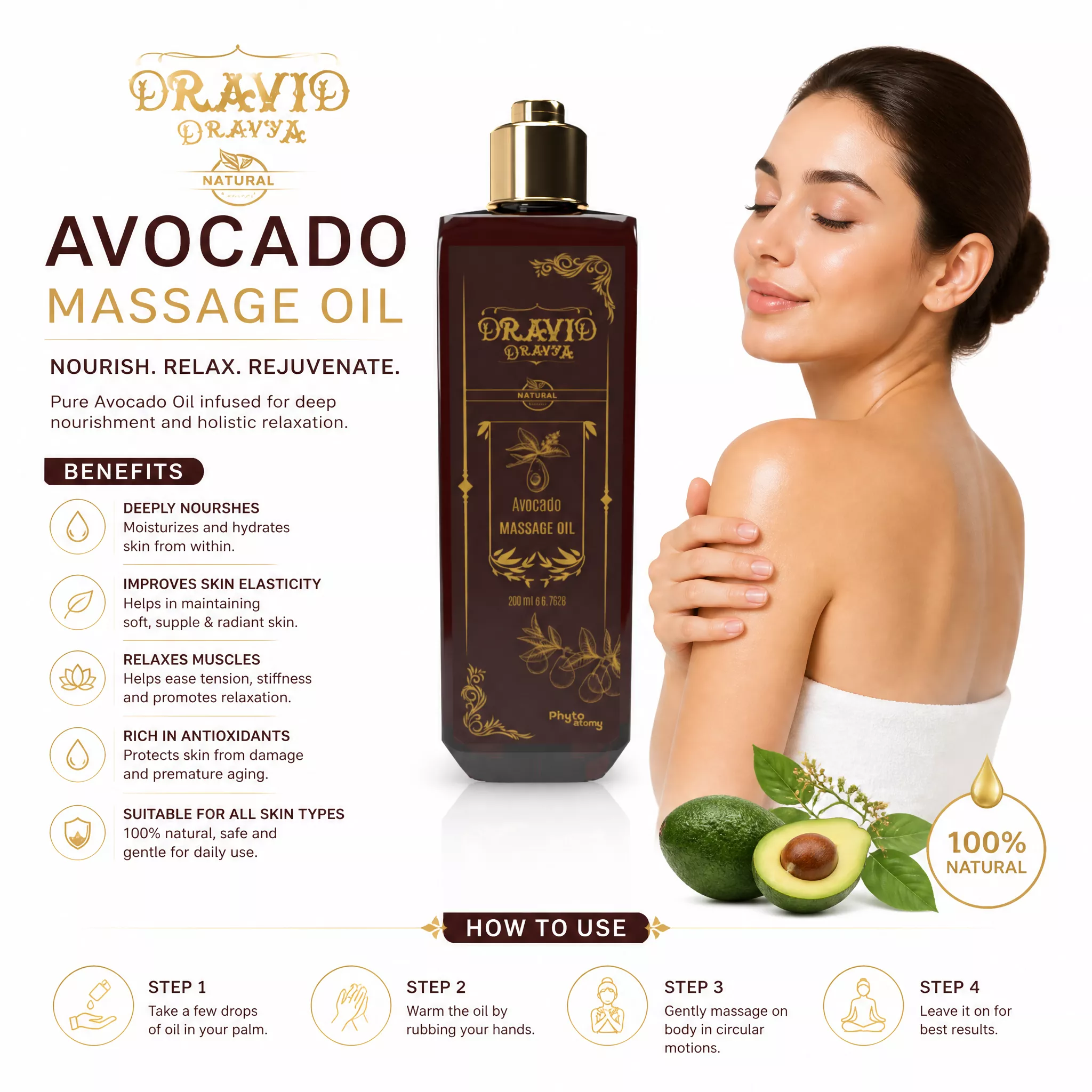 RBV B2B Avocado  Massage Oil (200 ml)-12 Pcs.