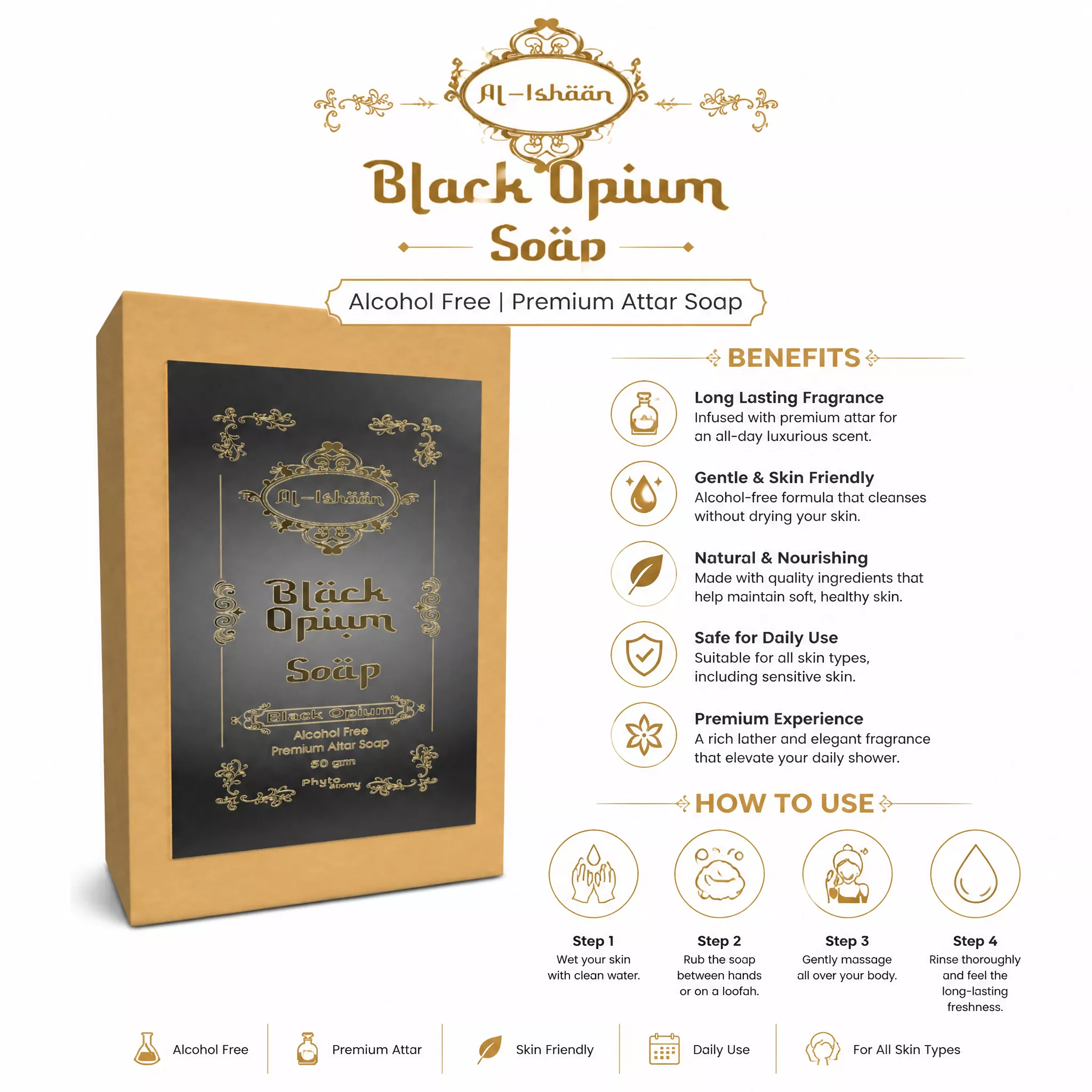 RBV B2B Black Opium Attar Soap (50g)-43 Pcs.