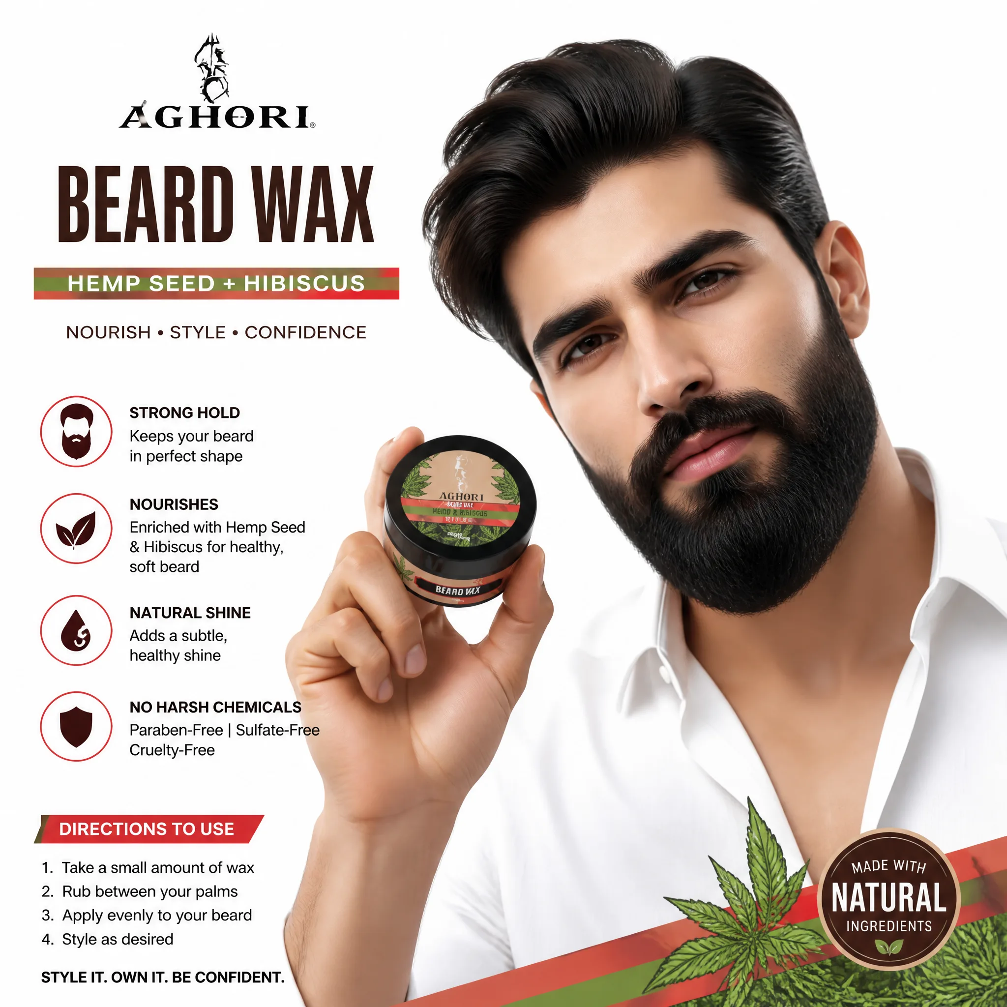 Aghori Moustache Wax Hemp & Hibiscus(50g)