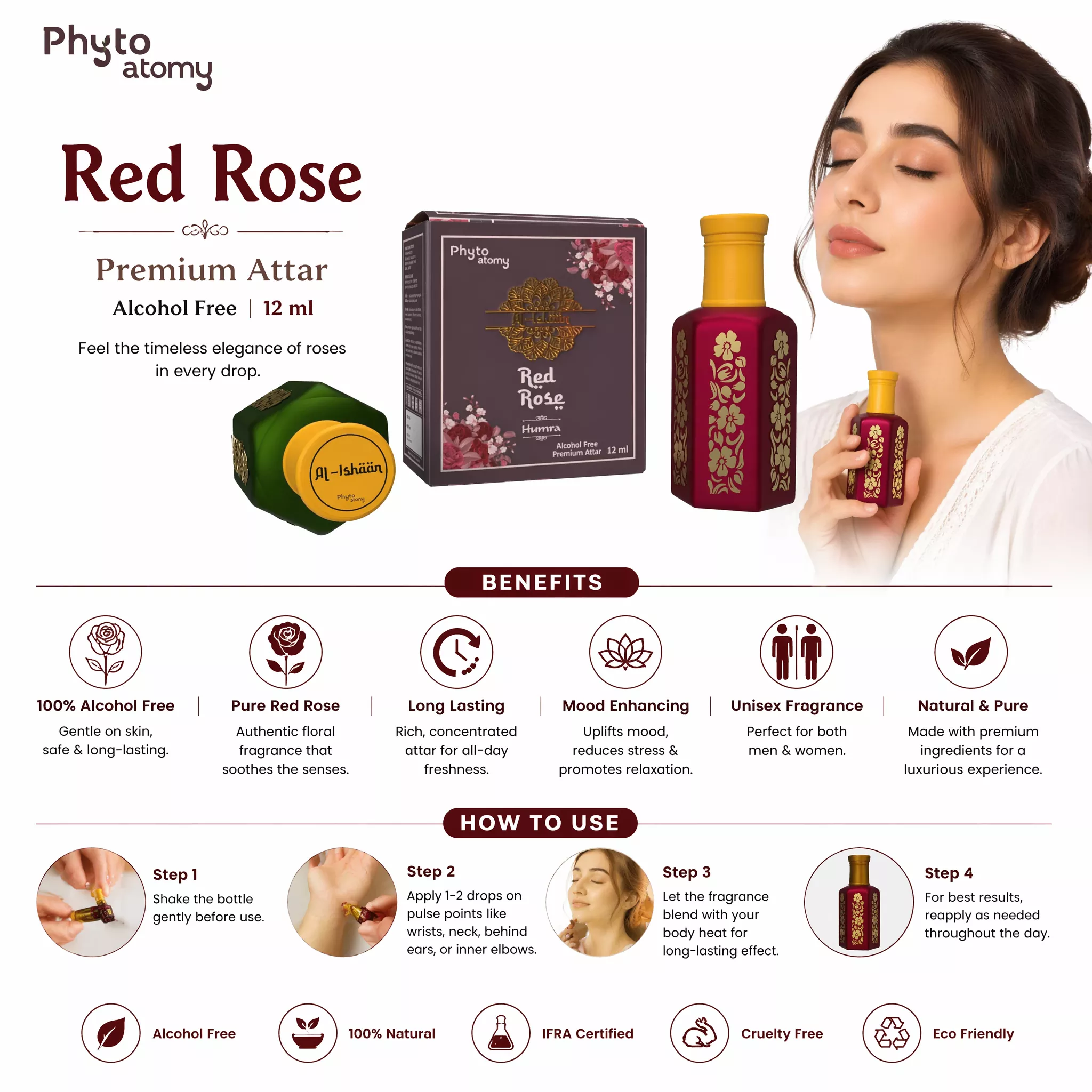 Al Ishan Red Rose Attar (12ml)