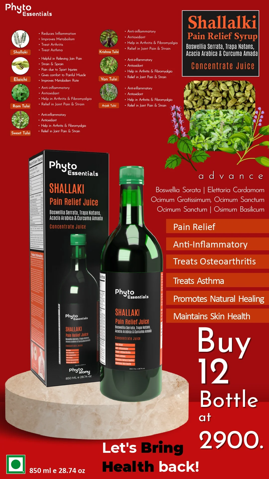 RBV B2B Shallaki Pain Relief Juice 850ml- 12 Pcs.