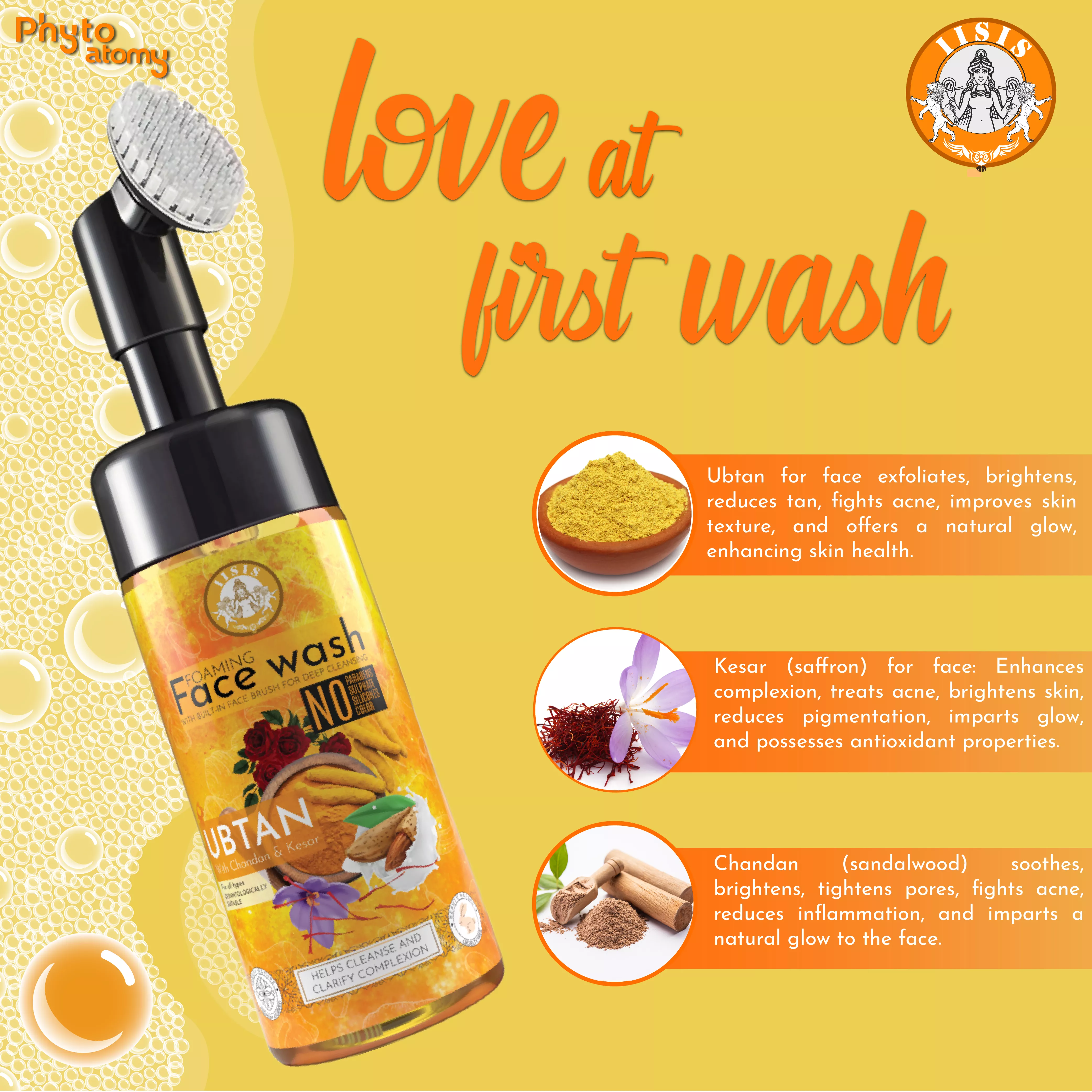 Ubtan With Chandan & Kesar Foaming Face Wash With Built-In Face Brush (150ml)