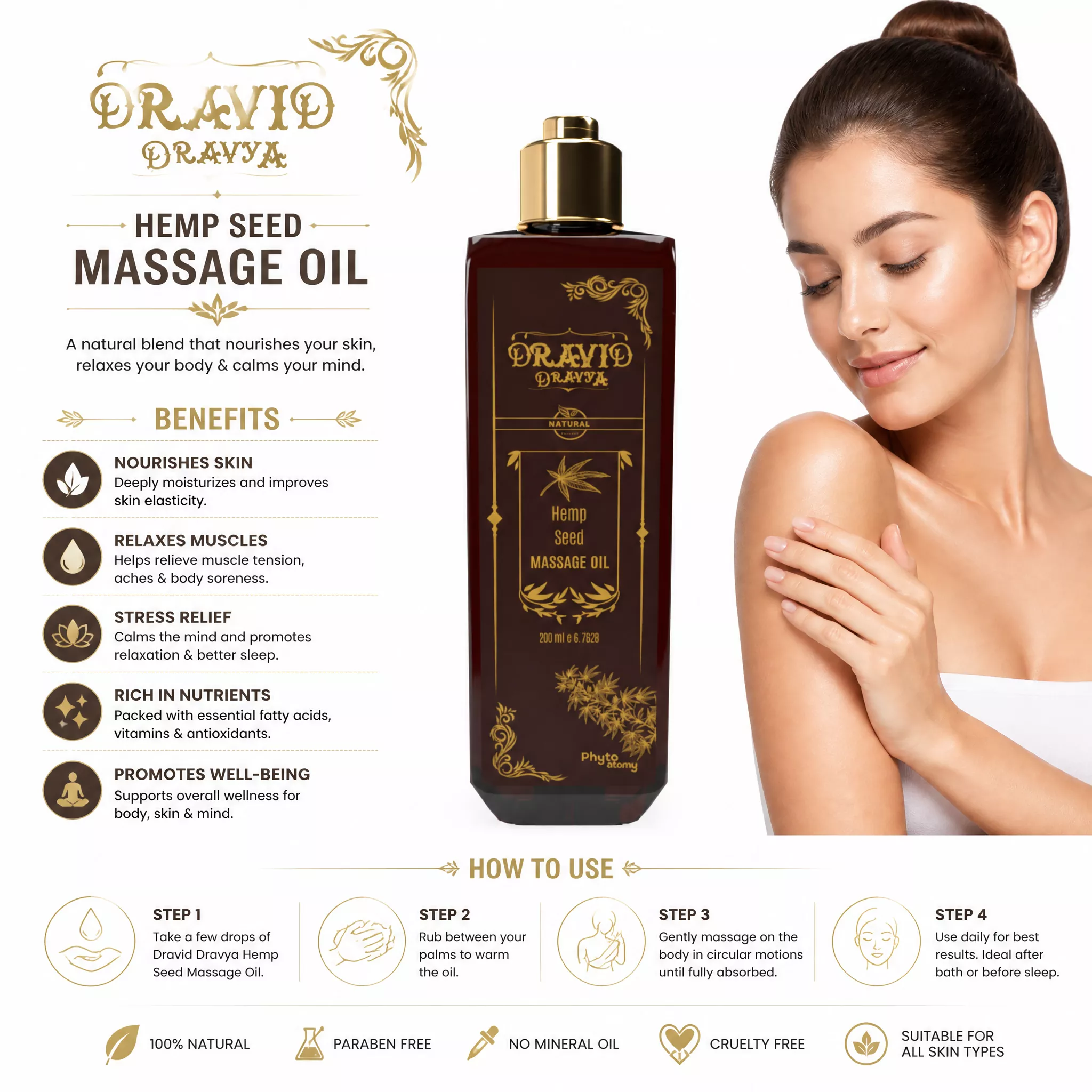 RBV B2B Hemp Seed  Massage Oil (200 ml)-12 Pcs.