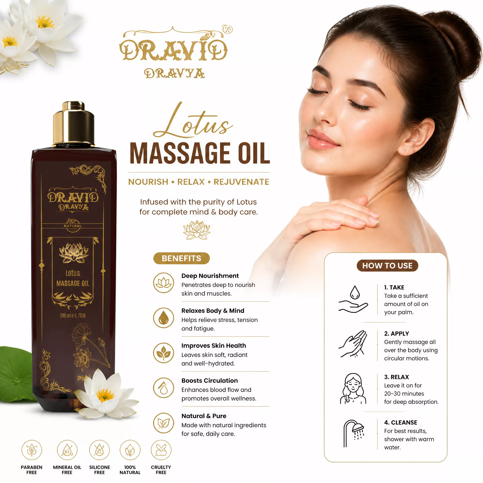 RBV B2B Lotus  Massage Oil (200 ml)-12 Pcs.