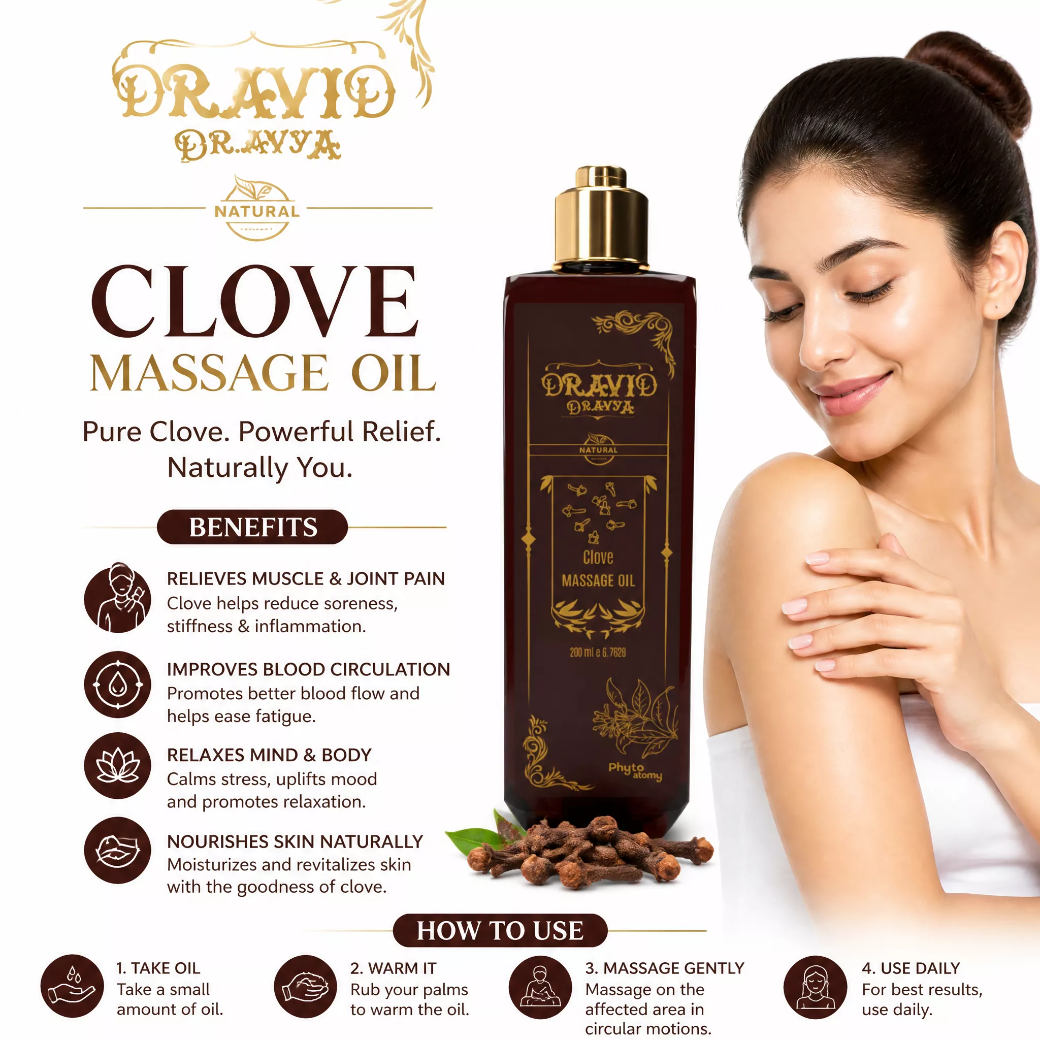 RBV B2B Clove  Massage Oil (200 ml)-12 Pcs.
