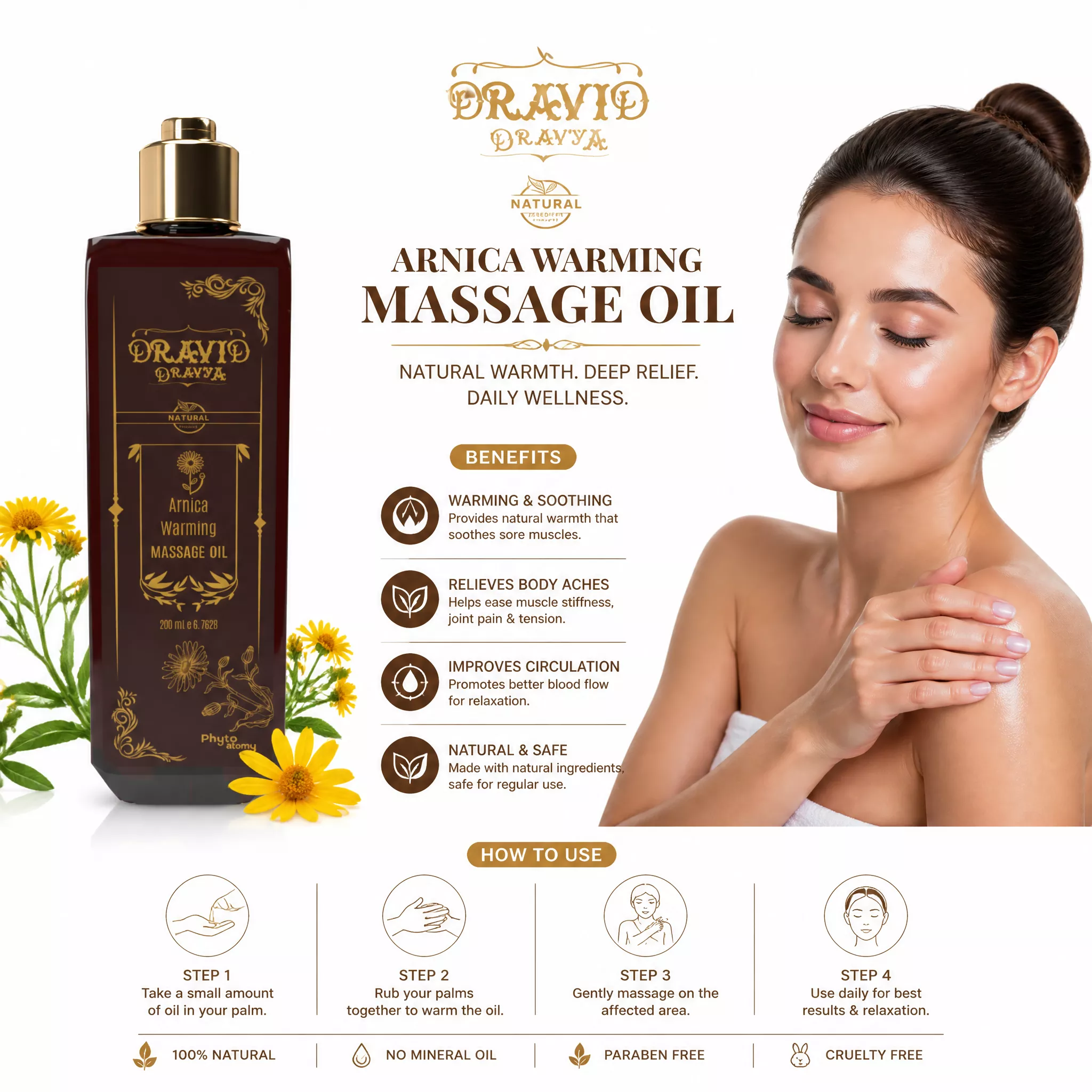 RBV B2B Arnica Warming  Massage Oil (200 ml)-12 Pcs.