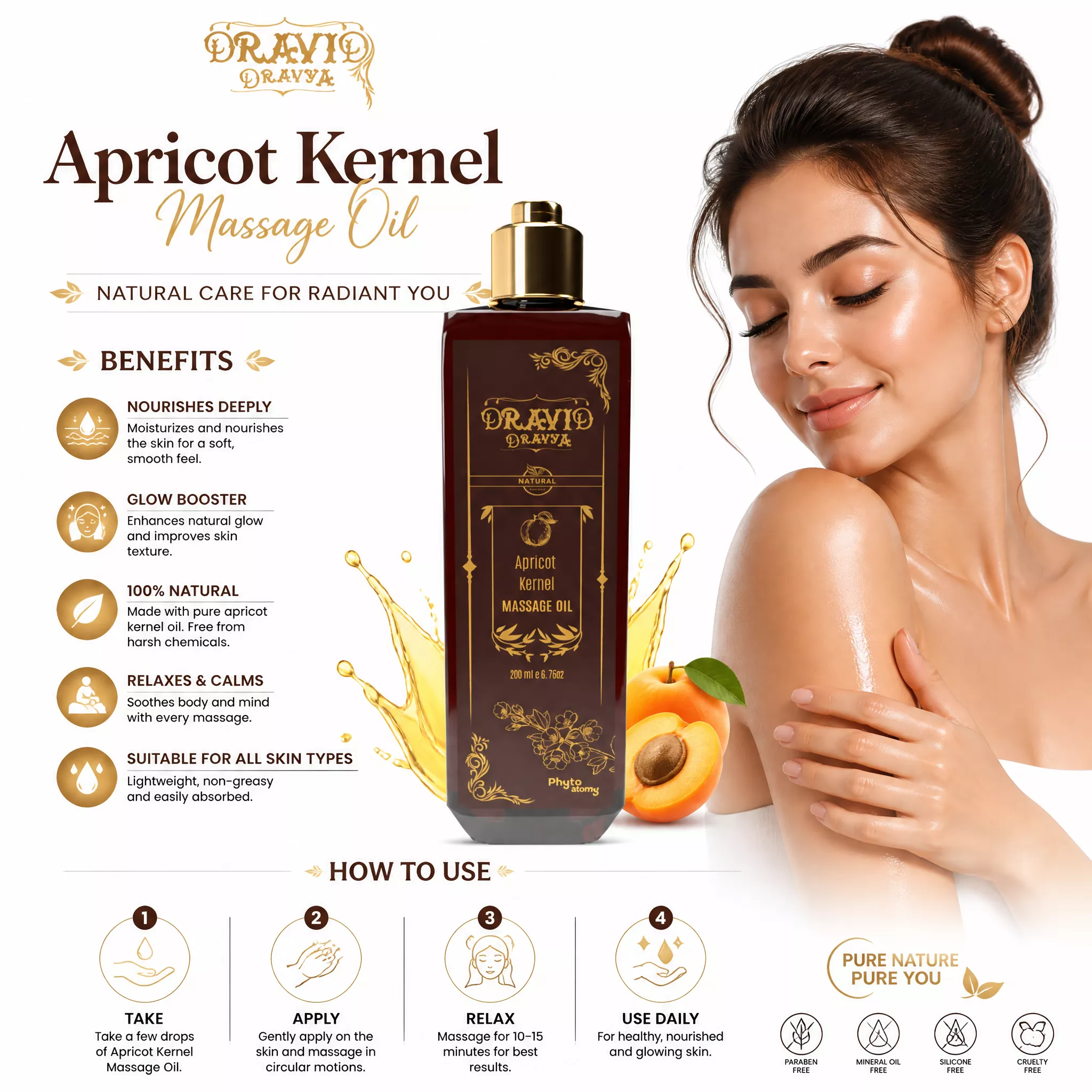 RBV B2B Apricot Kernel  Massage Oil (200ml)-12 Pcs.
