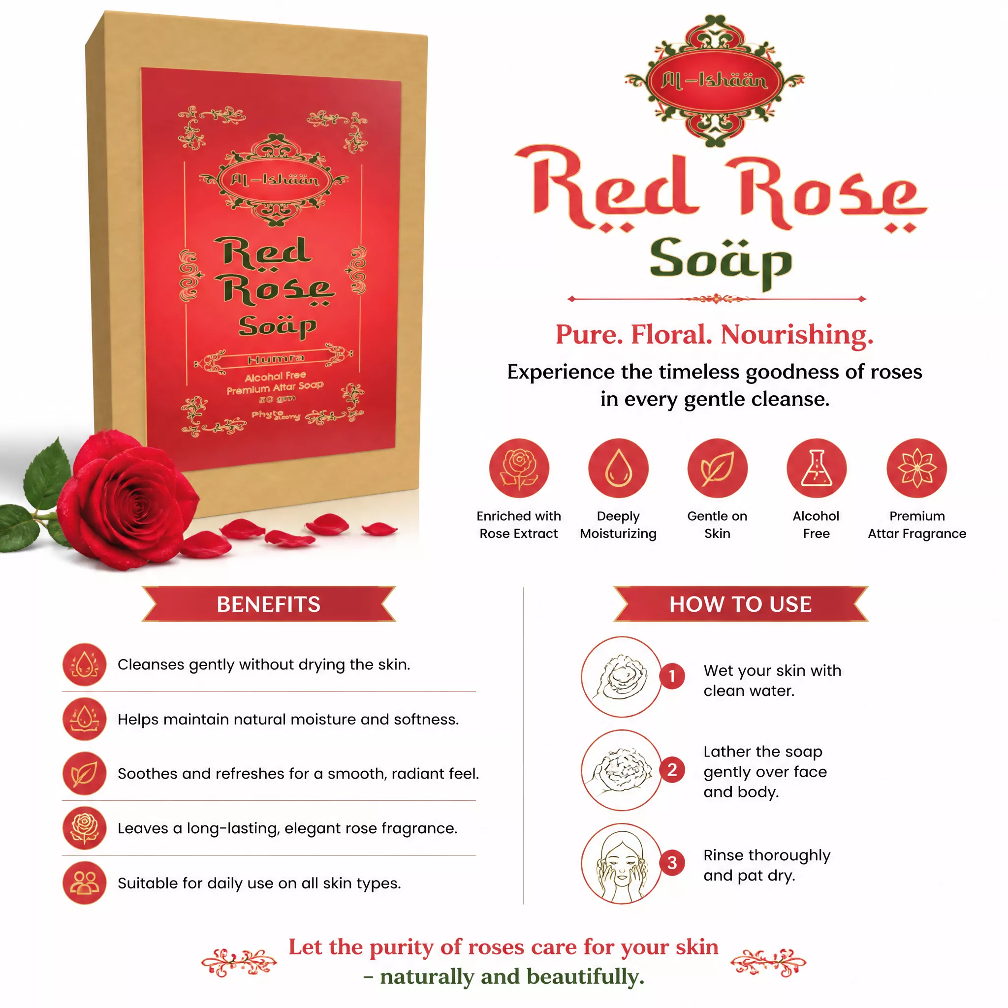 RBV B2B Red Rose Attar Soap (50g)-43 Pcs.