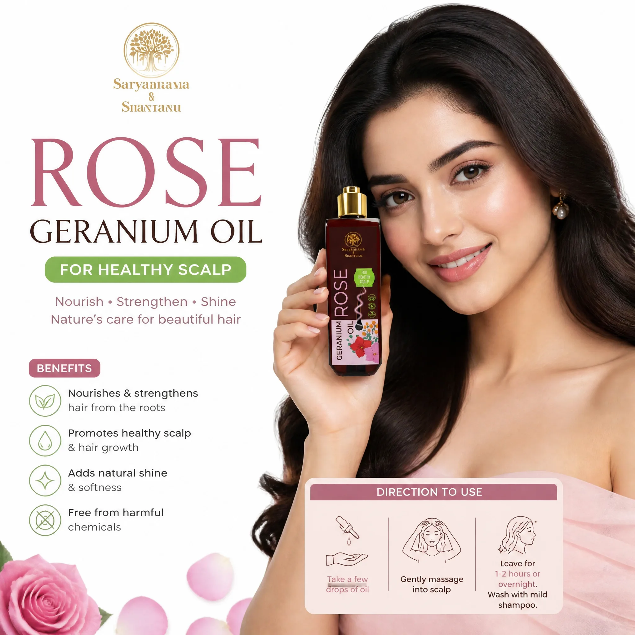 Geranium Rose Hair Oil (200 ml) PC1344