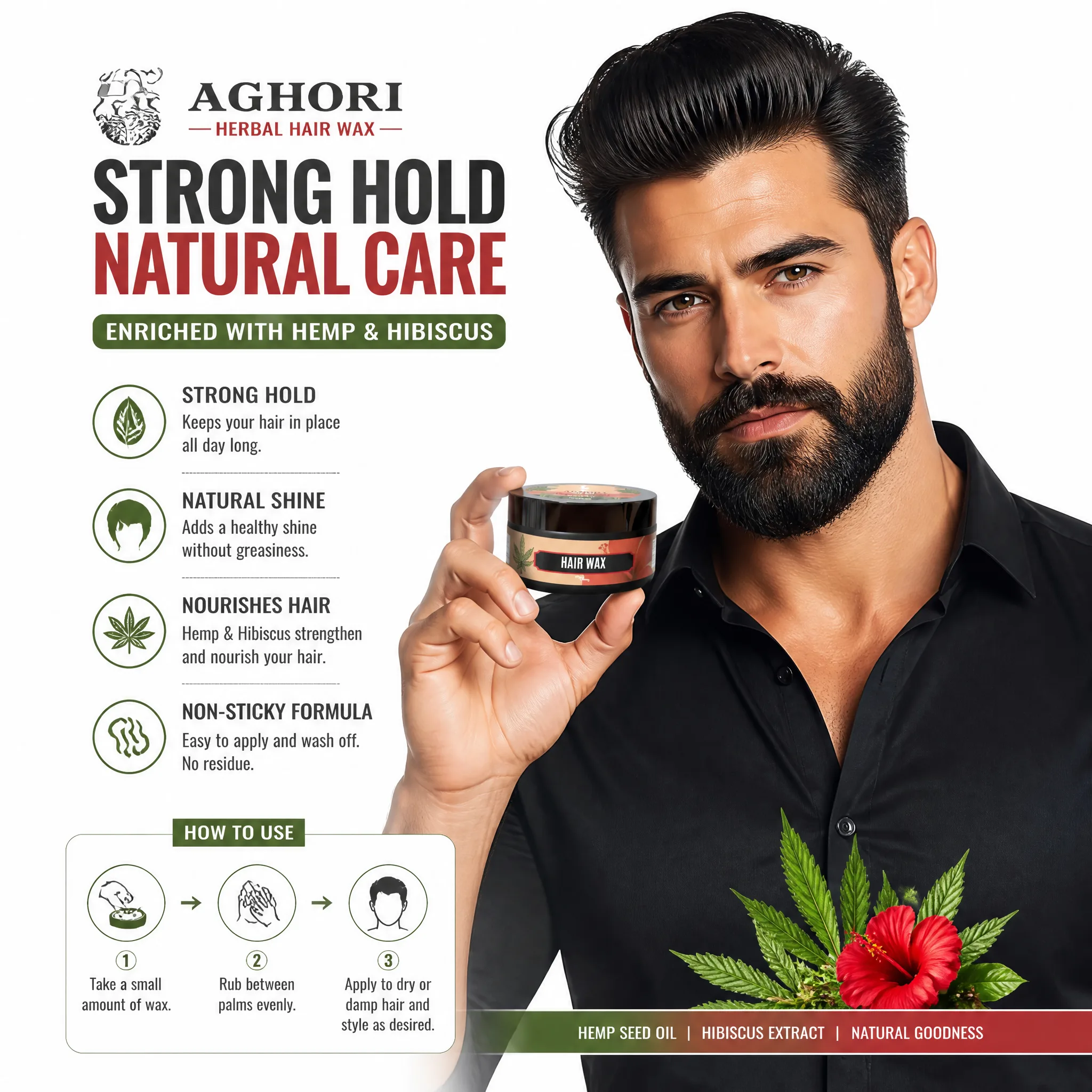 Aghori Hair Wax Hemp & Hibiscus (50g)