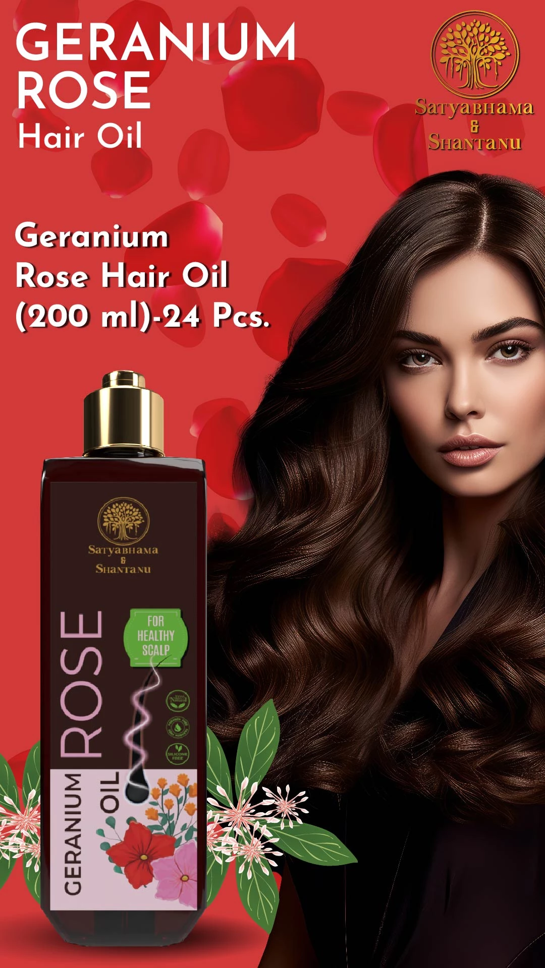 RBV B2B Geranium Rose Hair Oil (200 ml)-24 Pcs.