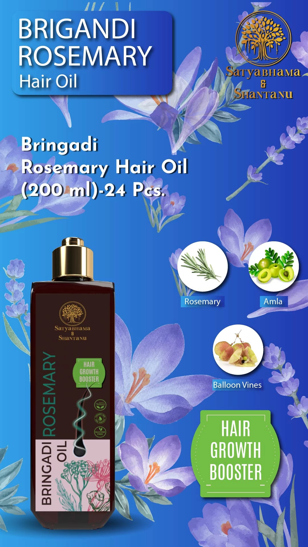 RBV B2B Bringadi Rosemary Hair Oil (200 ml)-24 Pcs.