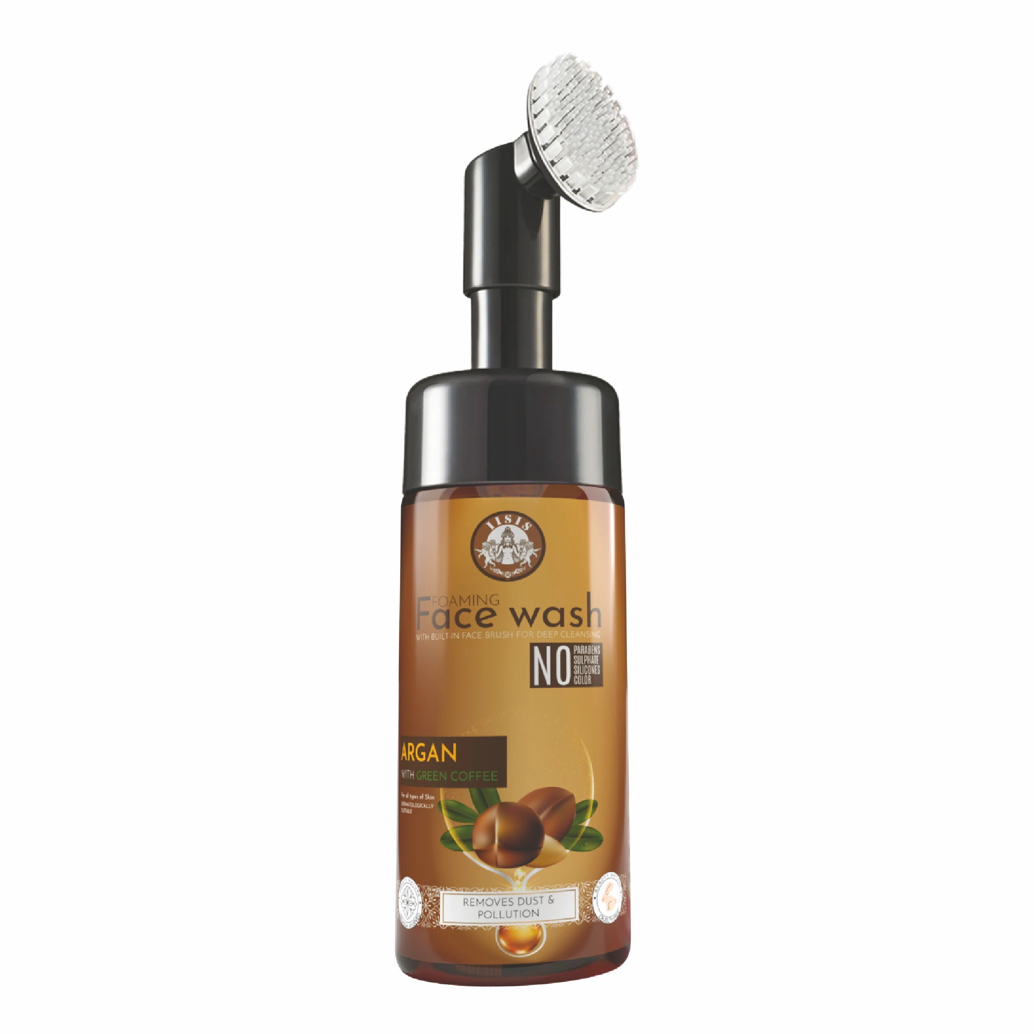 RBV B2B Argan With Green Coffee Foaming Face Wash With Built-In Face Brush (150ml)- 12 Pcs.