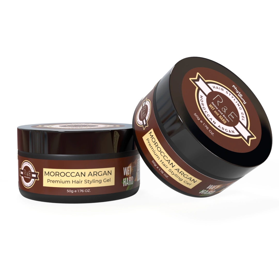 R & E Wet & Hard  Hair Styling Gel with Moroccan Argan (50g)